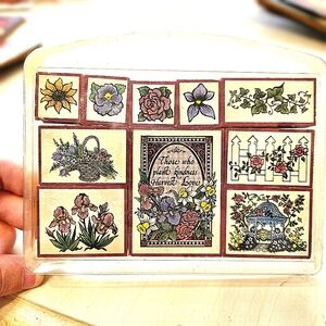Garden flower rubber stamps